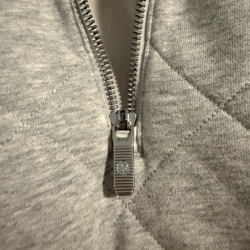 Gray Quilted Half-Zip Pullover - image 4